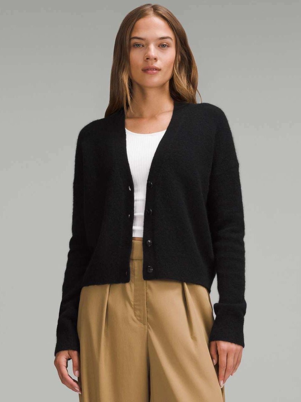 Lululemon Black V-Neck Button Front Women's Cardigan Sweater